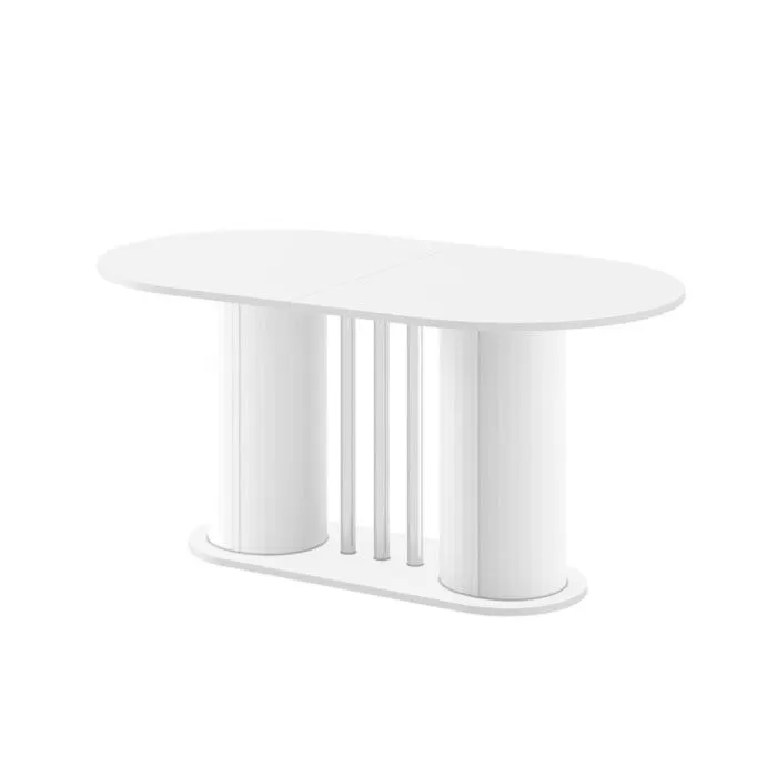 Stół rozkładany CESARO 160(208)x89 biały połysk owalny do jadalni I sklep meblowy MIRAT.