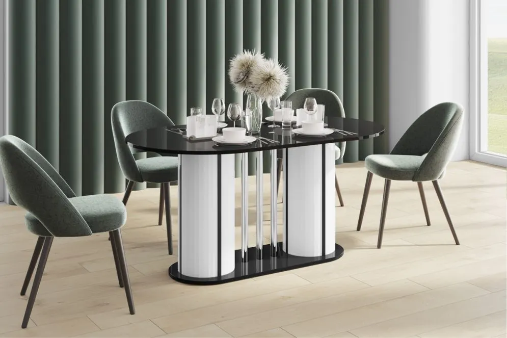 Stół rozkładany CESARO 160(208)x89 czarny połysk/biały połysk do jadalni I sklep meblowy MIRAT.