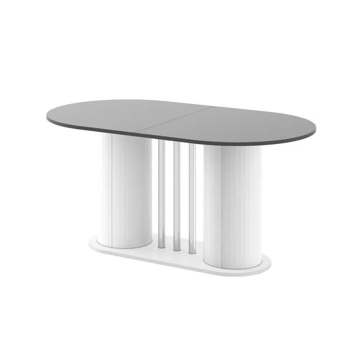 Stół rozkładany CESARO 160(208)x89 szary połysk/biały połysk do salonu I sklep meblowy MIRAT.