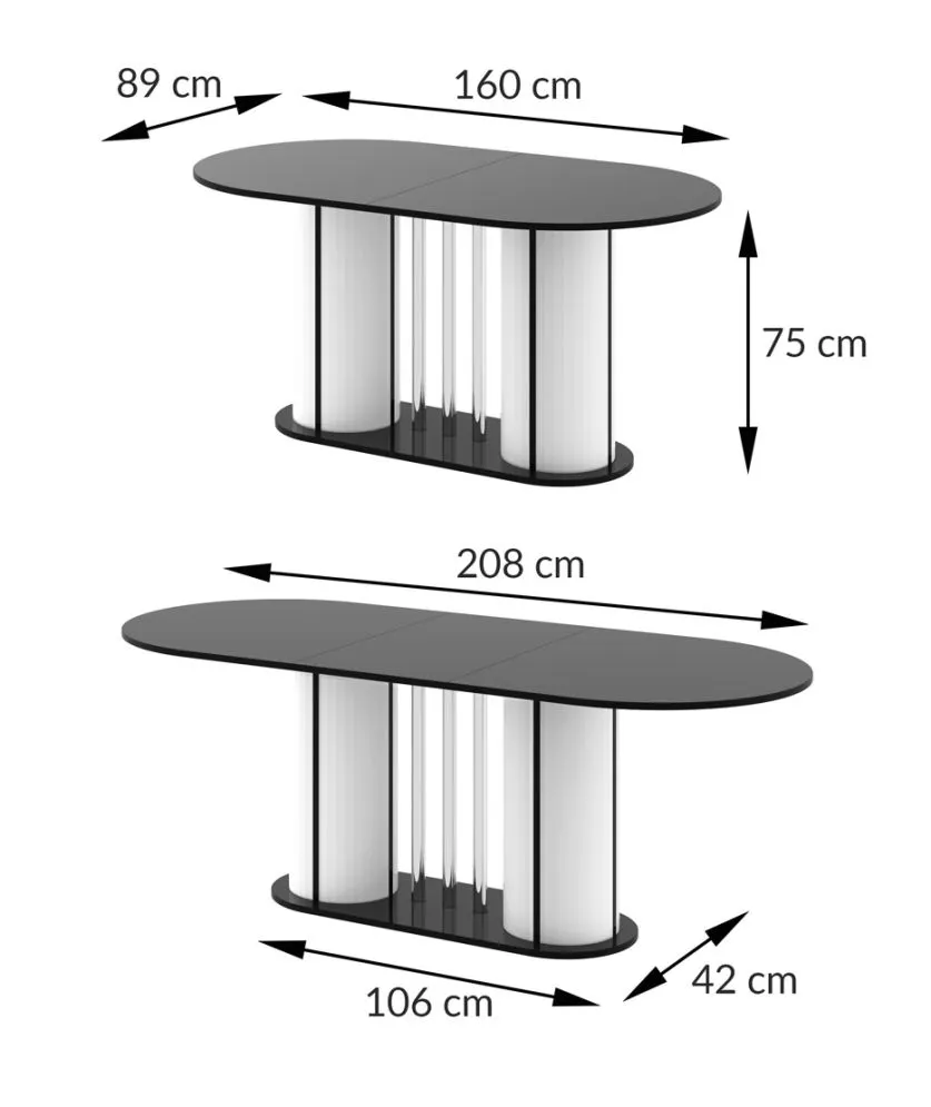 Stół rozkładany CESARO 160(208)x89 biały połysk owalny do jadalni I sklep meblowy MIRAT.