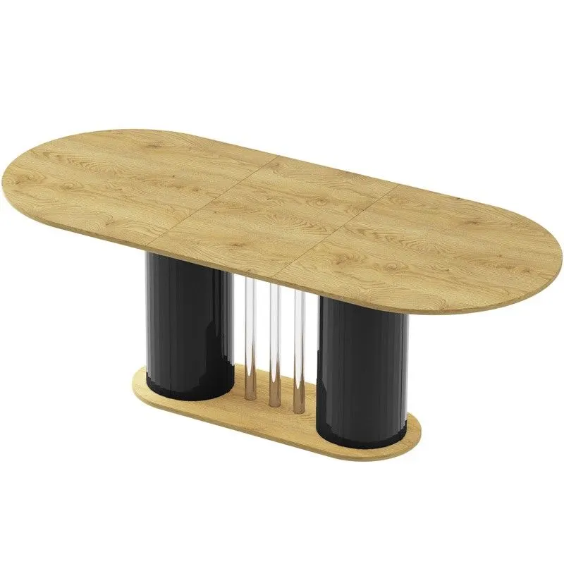 Stół rozkładany CESARO 160(208)x89 dąb/czarny połysk do salonu I sklep meblowy MIRAT.