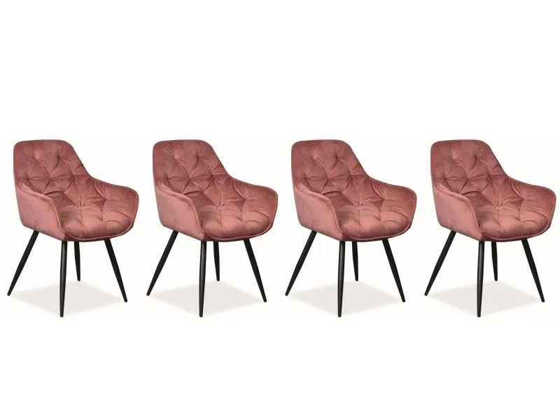 Zestaw krzeseł CHERRY VELVET 4 szt antyczny róż w stylu glamour | MIRAT. w stylu GLAMOUR kolekcja