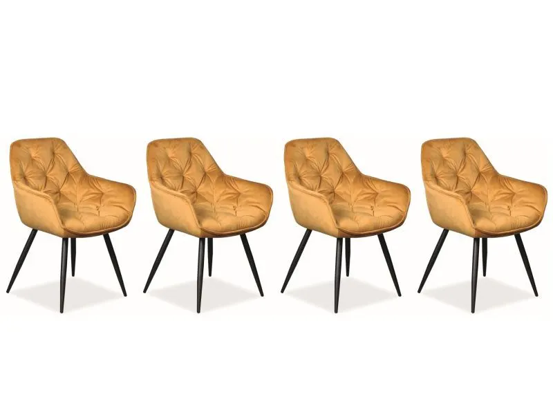 Zestaw krzeseł CHERRY VELVET 4 szt curry na metalowych nóżkach | MIRAT. w stylu GLAMOUR kolekcja