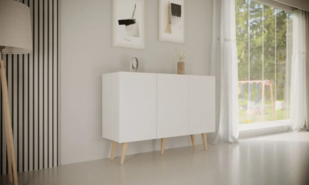 Komoda TORONTO biała nowoczesna I sklep meblowy MIRAT. styl SKANDYNAWSKI kolekcja TORONTO