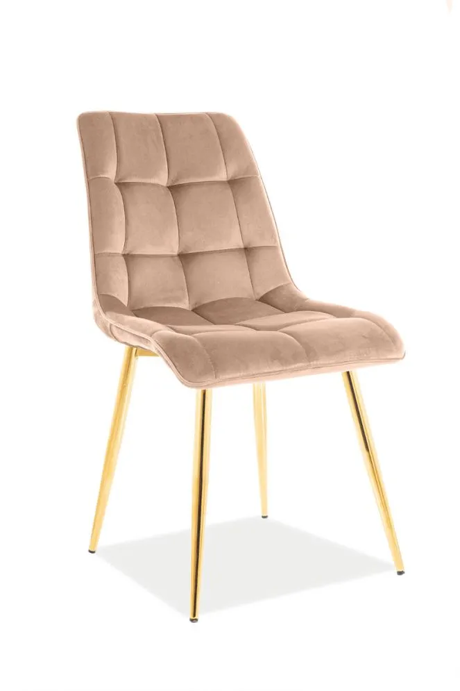 Krzesło tapicerowane CHIC VELVET GOLD beżowe do jadalni w stylu glamour | MIRAT. w stylu GLAMOUR kolekcja