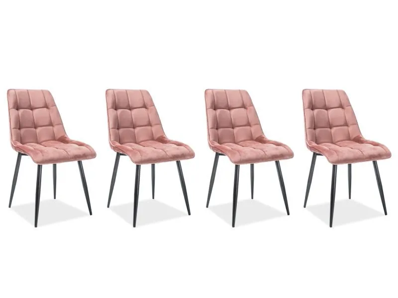 Zestaw krzeseł CHIC VELVET 4 szt różowe tapicerowane w stylu glamour | MIRAT. w stylu GLAMOUR, LOFT, PASTELE, VINTAGE kolekcja