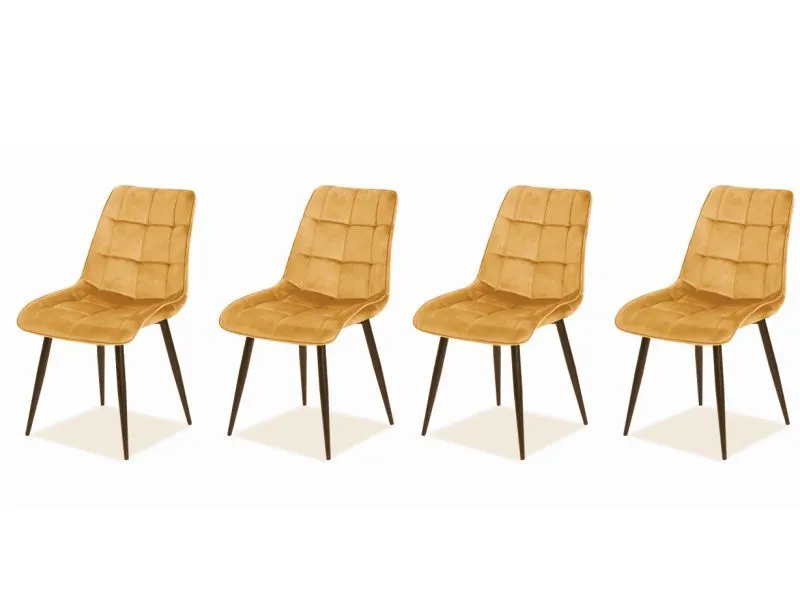 Zestaw krzeseł CHIC VELVET 4 szt curry tapicerowane do jadalni i salonu | MIRAT. w stylu GLAMOUR, LOFT, SKANDYNAWSKI, VINTAGE kolekcja