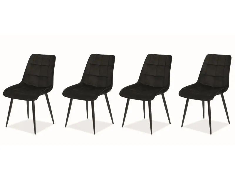 Zestaw krzeseł CHIC VELVET 4 szt czarne pikowane do salonu | MIRAT. w stylu GLAMOUR, LOFT, SKANDYNAWSKI, VINTAGE kolekcja