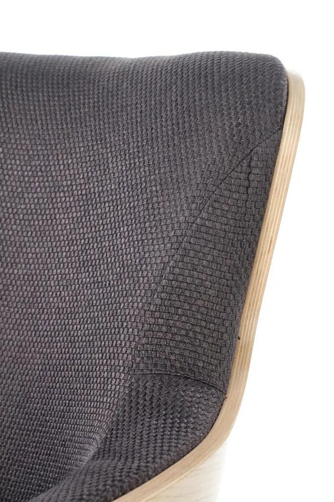Fotel do salonu CHILLOUT ciemnoszary/naturalny na metalowej podstawie | MIRAT. styl KLASYCZNY