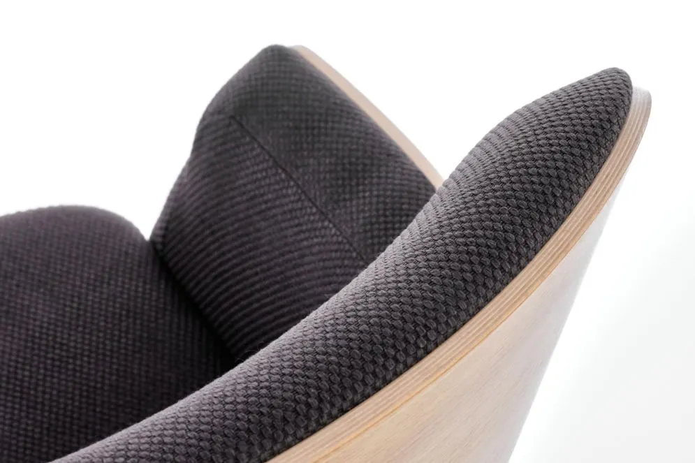 Fotel do salonu CHILLOUT ciemnoszary/naturalny na metalowej podstawie | MIRAT. styl KLASYCZNY