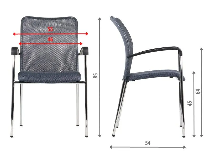 Krzesło biurowe HN-7501 szare/chrom konferencyjne I sklep meblowy MIRAT.