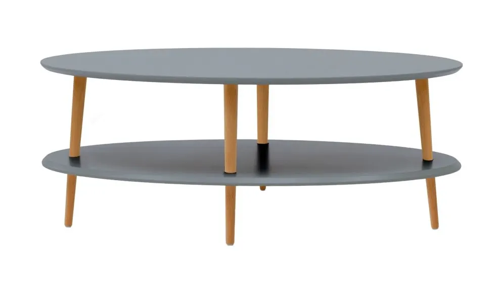 Ława owalny OVO LOW ciemnoszary na bukowych nogach | MIRAT. styl SKANDYNAWSKI