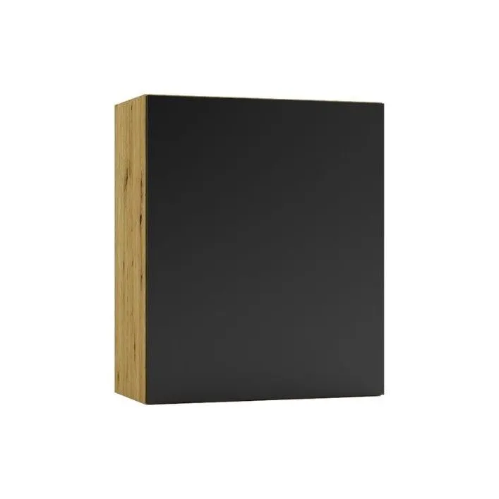 Szafka kuchenna wisząca ISABEL W60 P/L czarny mat/dąb artisan bezuchwytowa I sklep meblowy MIRAT.