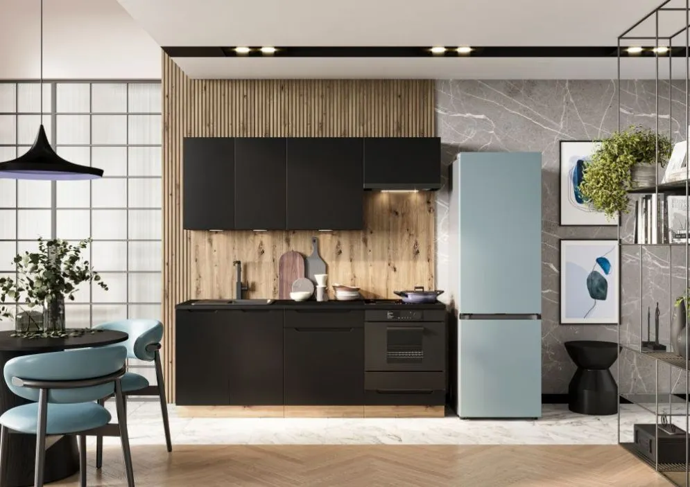 Szafka pod zlew ISABEL D80ZL czarny mat/dąb artisan dwudrzwiowa I sklep meblowy MIRAT.