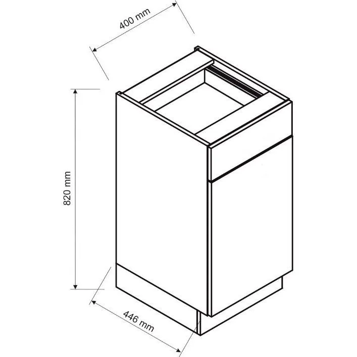 Szafka kuchenna stojąca ISABEL D40S/1 P/L szary mat/dąb artisan frezowany uchwyt I sklep meblowy MIRAT.