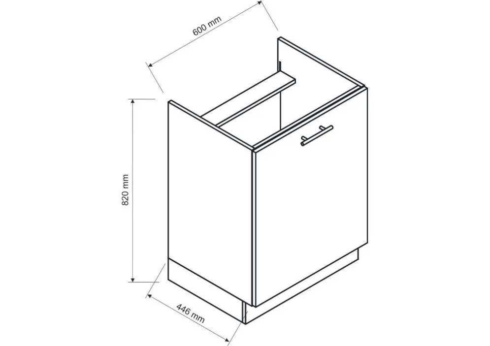 Szafka kuchenna stojąca ANIKA D60PC P/L grafitowa/dąb artisan jednodrzwiowa I sklep meblowy MIRAT.