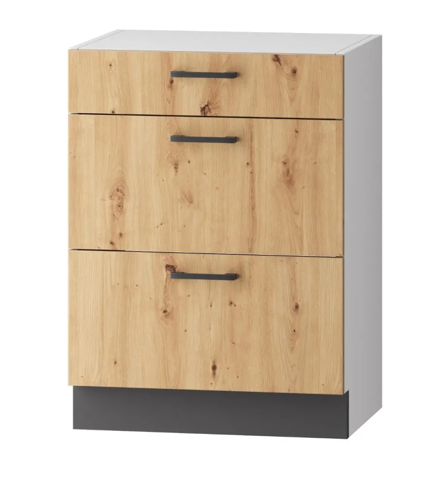 Szafka kuchenna stojąca 60 CLARA D60S/3 dąb artisan z szufladami | MIRAT. w stylu  kolekcja CLARA