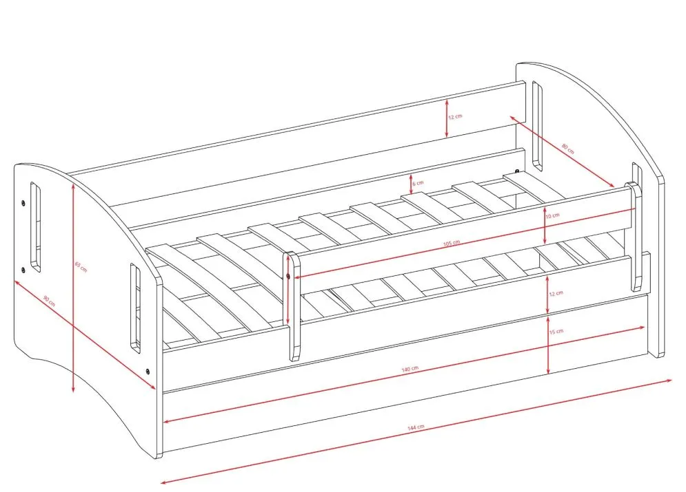 Łóżko dziecięce CLASSIC 2 140x80 niebieskie z materacem | MIRAT.  kolekcja CLASSIC