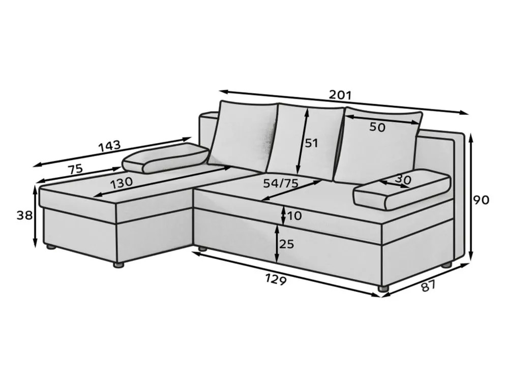 Narożnik z funkcją spania GINO uniwersalny lewy/prawy czarny polskiej produkcji | MIRAT.