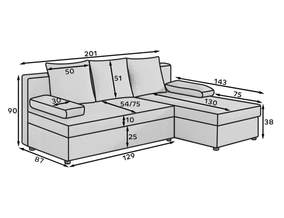 Narożnik z funkcją spania GINO uniwersalny lewy/prawy czarny polskiej produkcji | MIRAT.