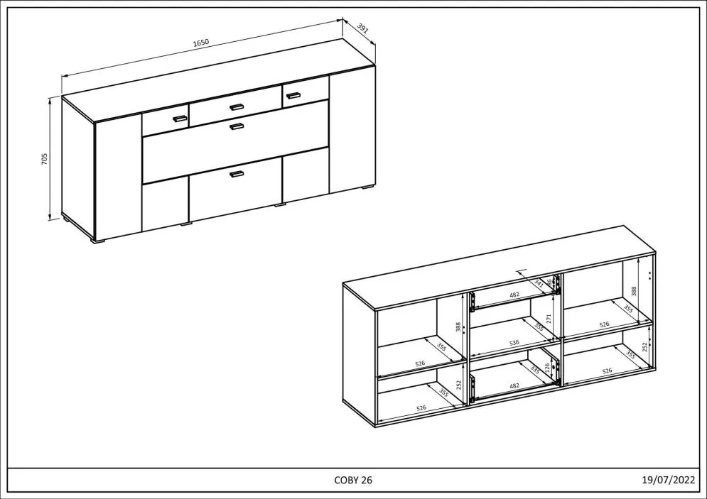Komoda COBY 2D2S 1KL dąb monastery/czarna otwieranymi szafkami I sklep meblowy MIRAT. styl KLASYCZNY kolekcja COBY