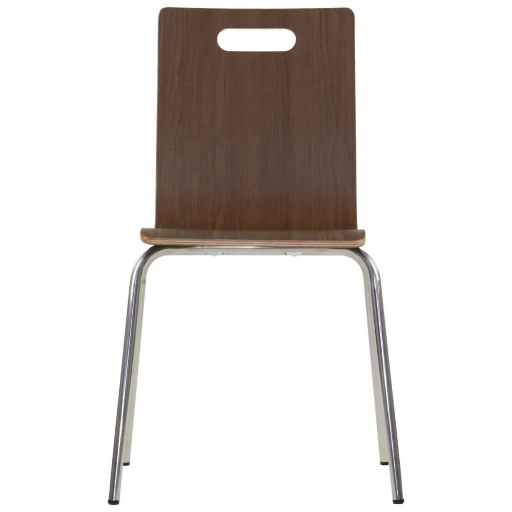 Krzesło ze sklejki laminowanej WERDI A orzech/stal nierdzewna do kawiarni I sklep meblowy MIRAT.