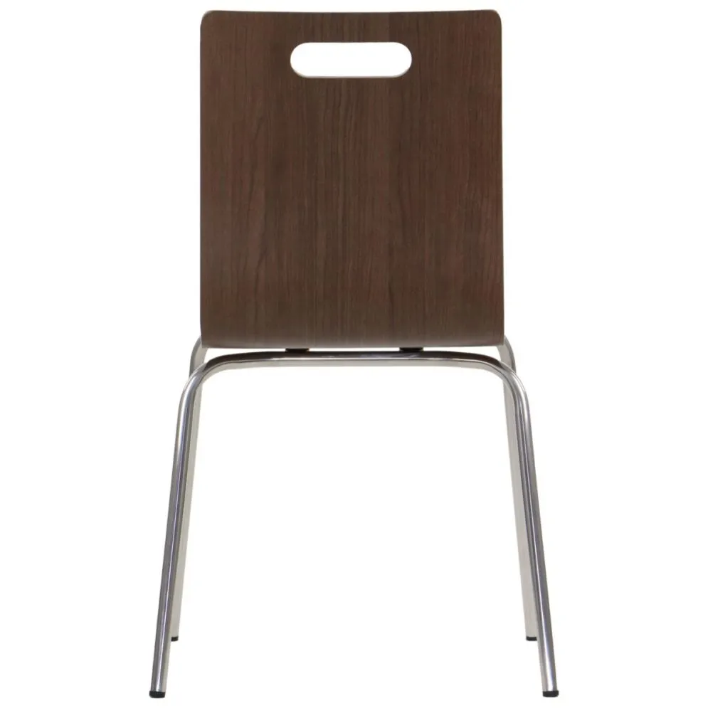 Krzesło ze sklejki laminowanej WERDI A orzech/stal nierdzewna do kawiarni I sklep meblowy MIRAT.