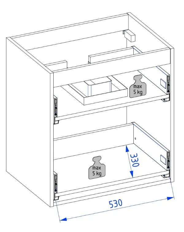 Szafka pod umywalkę COCO 60 cm kaszmirowa półmat z szufladami | MIRAT kolekcja COCO