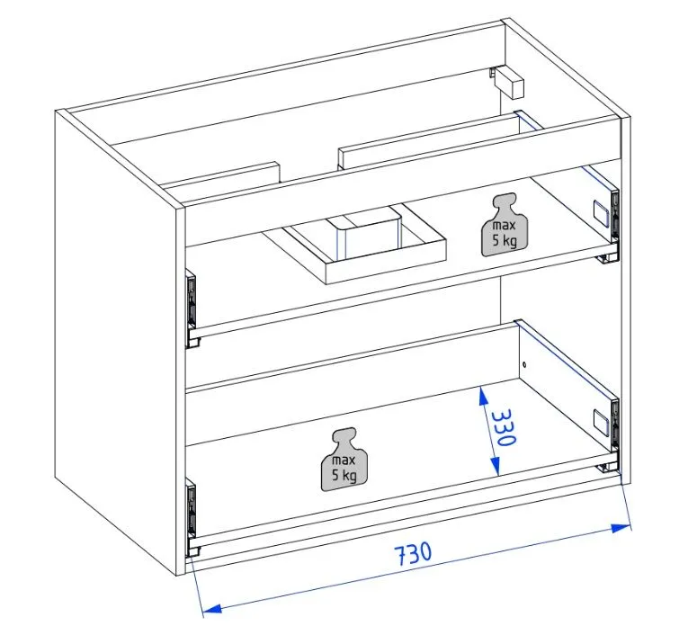 Szafka pod umywalkę COCO 80 cm kaszmirowa półmat z szufladami | MIRAT  kolekcja COCO