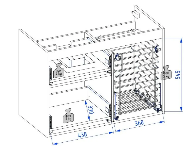 Szafka pod umywalkę COCO 90 cm kaszmirowa półmat z koszem na pranie | MIRAT kolekcja COCO