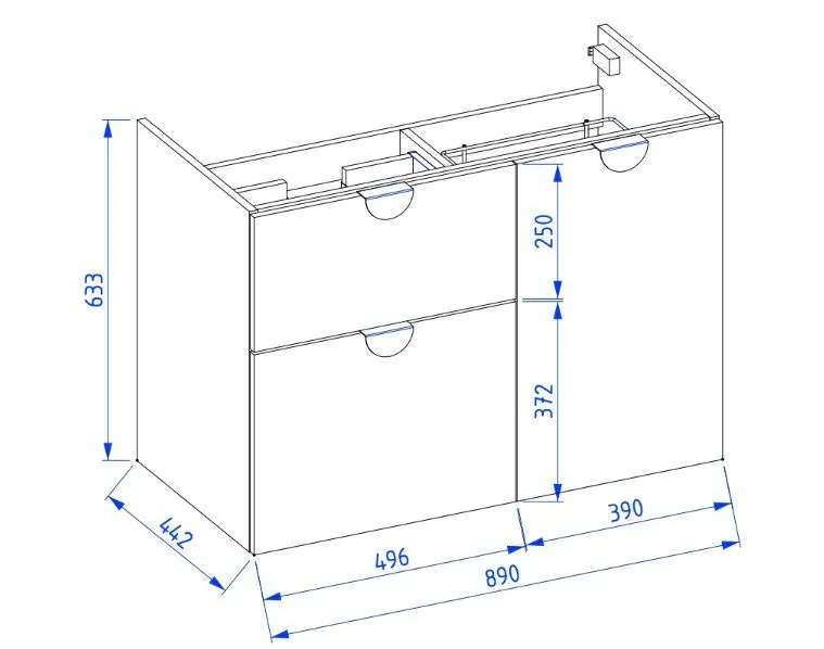 Szafka pod umywalkę COCO 90 cm biała połysk z koszem na pranie | MIRAT kolekcja COCO