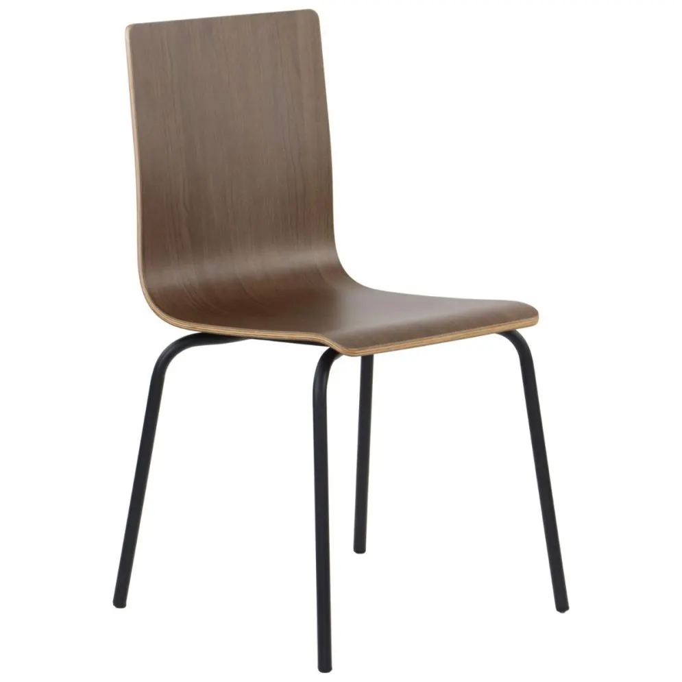 Krzesło ze sklejki laminowanej WERDI B ciemny orzech/czarne kawiarniane I sklep meblowy MIRAT.