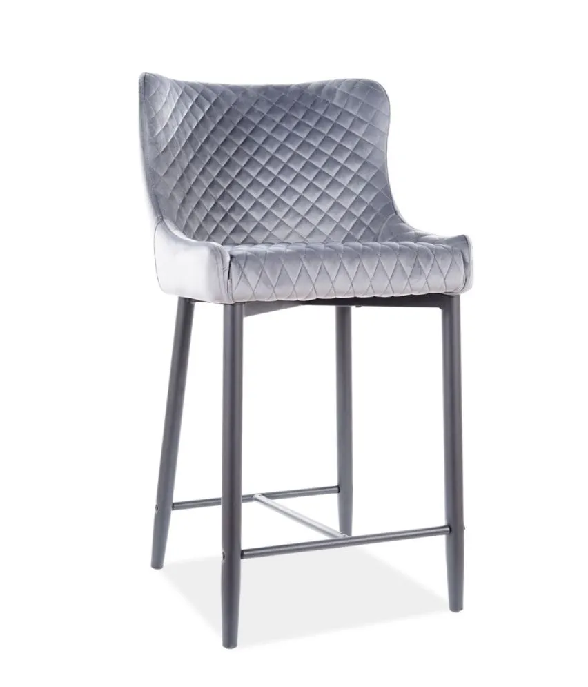 Hoker niski COLIN B H-2 VELVET szary aksamitny w stylu glamour | MIRAT. styl GLAMOUR, LOFT