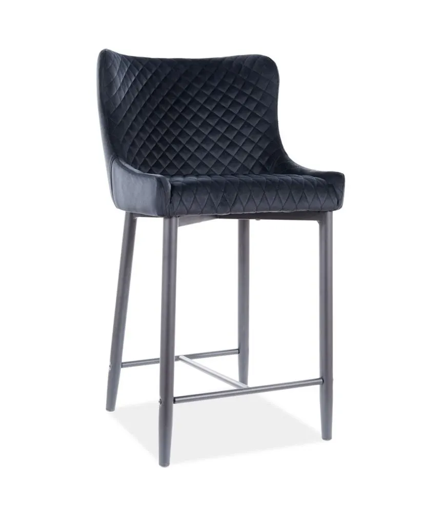 Hoker niski COLIN B H-2 VELVET czarny tapicerowany do kuchni | MIRAT. styl GLAMOUR, LOFT