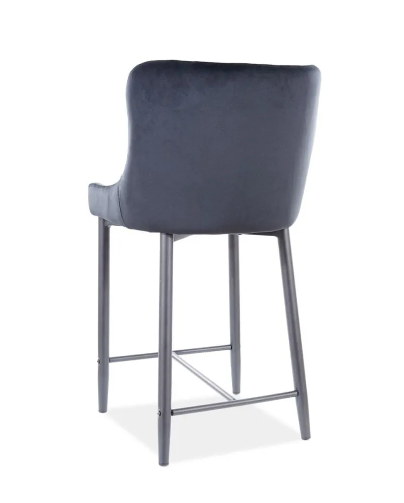 Hoker niski COLIN B H-2 VELVET czarny tapicerowany do kuchni | MIRAT. styl GLAMOUR, LOFT