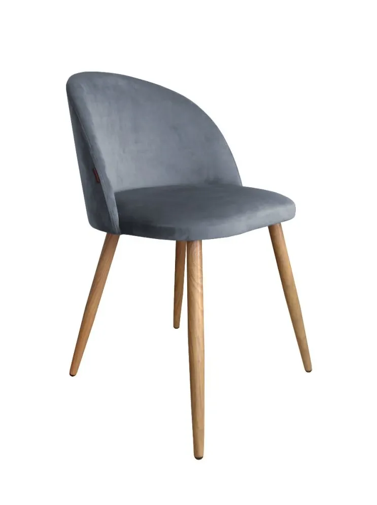 Krzesło CLAUDINE 2 BL VELVET ciemno szare/dąb kubełkowe na czarnych nogach | MIRAT. w stylu  kolekcja