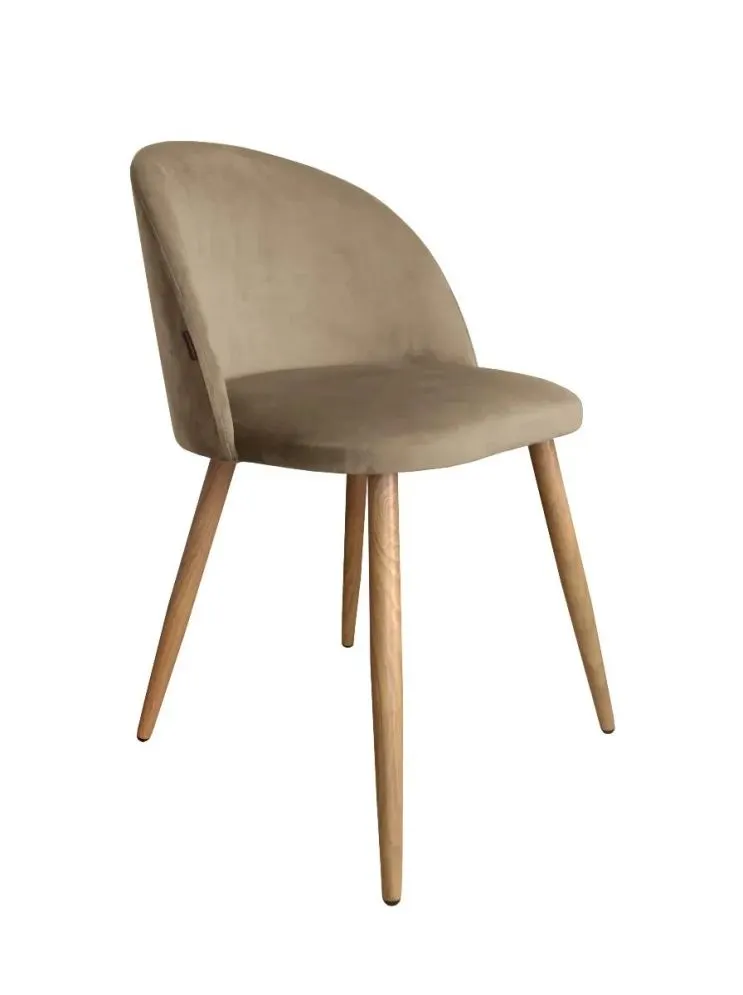 Krzesło CLAUDINE 2 VELVET beżowe/dąb - powystawowe I sklep meblowy MIRAT.