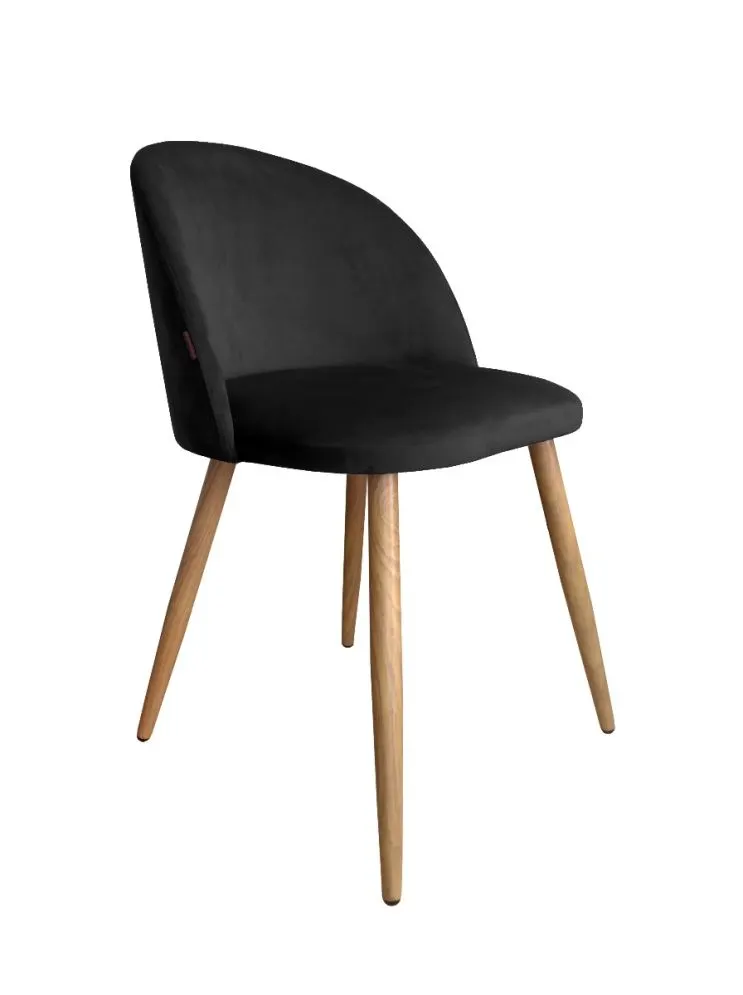 Krzesło CLAUDINE 2 VELVET czarne/dąb w stylu glamour na metalowych nogach | MIRAT. w stylu kolekcja