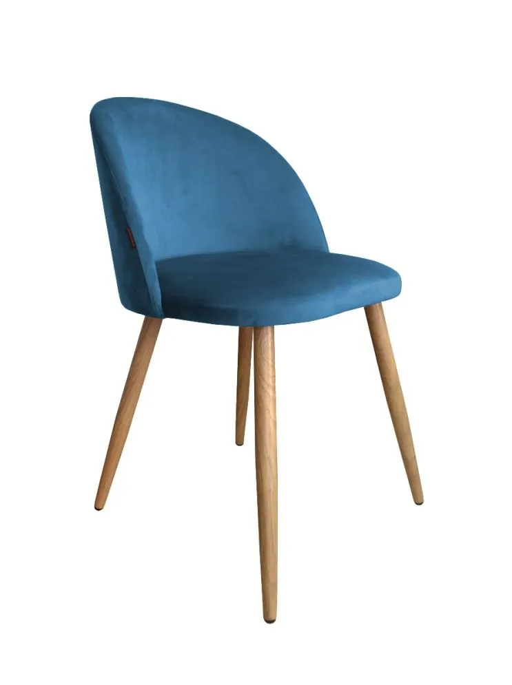 Krzesło CLAUDINE 2 VELVET ciemno niebieskie/dąb tapicerowane | MIRAT. w stylu  kolekcja