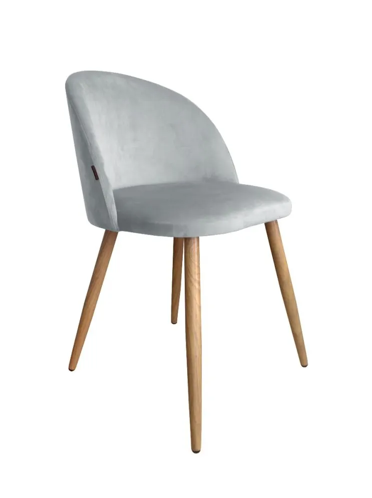 Krzesło CLAUDINE 2 VELVET jasno szare/dąb nowoczesne | MIRAT. w stylu kolekcja
