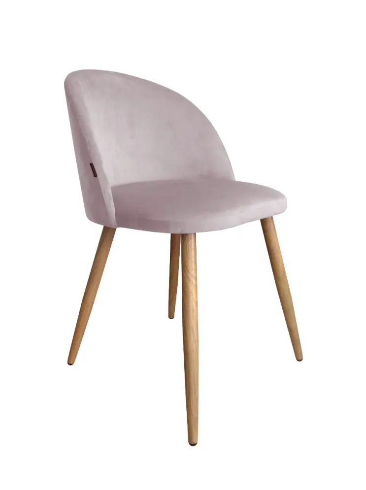 Krzesło CLAUDINE 2 VELVET jasno różowe/dąb nowoczesne tapicerowane | MIRAT. w stylu  kolekcja