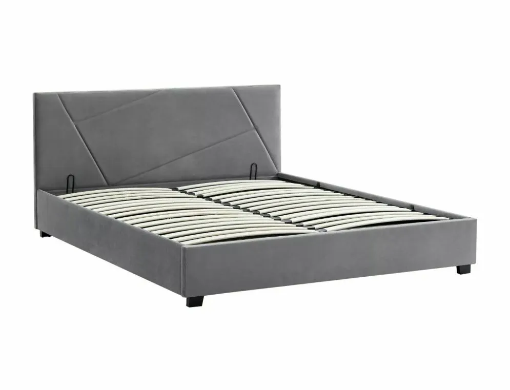 Łóżko tapicerowane COLUMBIA VELVET 160x200 szare z pojemnikiem ze stelażem I sklep meblowy MIRAT. styl GLAMOUR