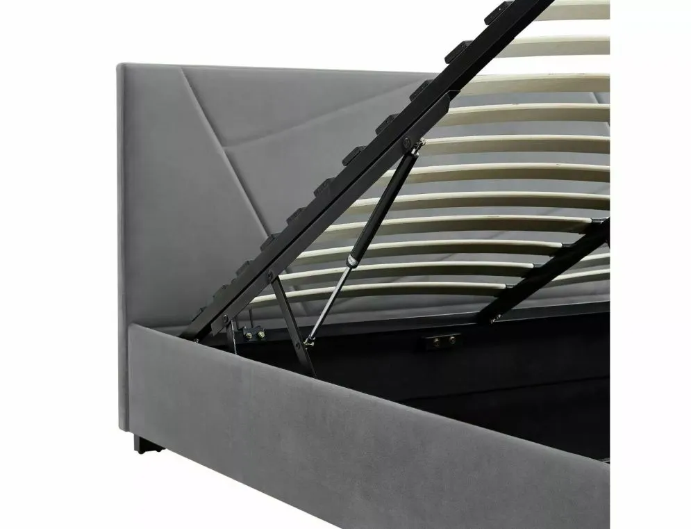 Łóżko tapicerowane COLUMBIA VELVET 160x200 szare z pojemnikiem ze stelażem I sklep meblowy MIRAT. styl GLAMOUR