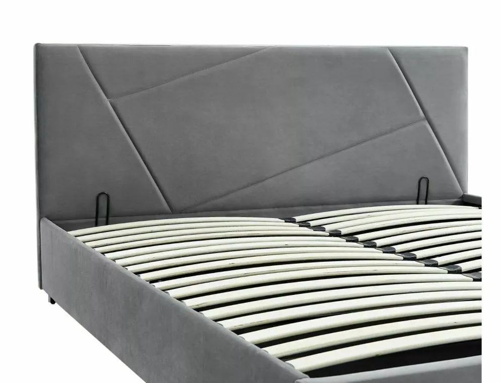 Łóżko tapicerowane COLUMBIA VELVET 160x200 szare z pojemnikiem ze stelażem I sklep meblowy MIRAT. styl GLAMOUR