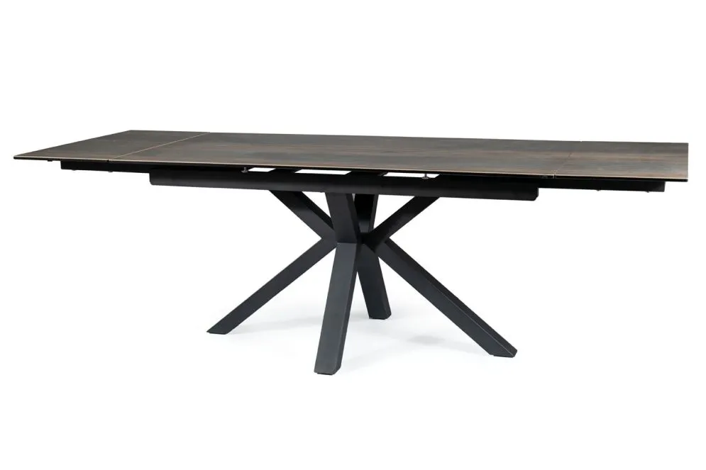 Stół COLUMBUS CERAMIC 160(240)x90 brązowy/czarny mat I sklep meblowy MIRAT. styl LOFT