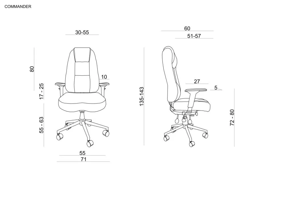 Fotel biurowy COMMANDER czarny z mechanizmem asynchronicznym | MIRAT.