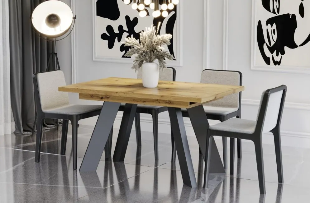 Stół rozkładany COMO 130(210)x80 dąb artisan z dwoma wkładkami I sklep meblowy MIRAT. styl LOFT