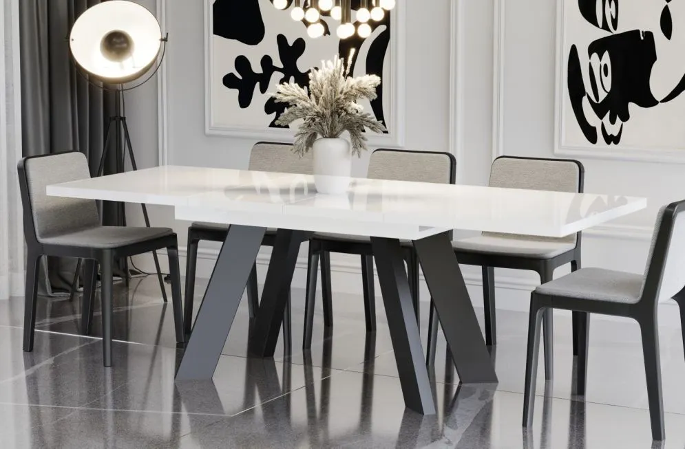 Stół rozkładany COMO 130(210)x80 biały połysk nowoczesny I sklep meblowy MIRAT.