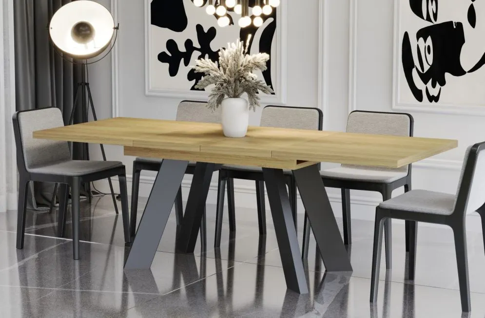 Stół rozkładany COMO 130(210)x80 dąb natura industrialny I sklep meblowy MIRAT. styl LOFT