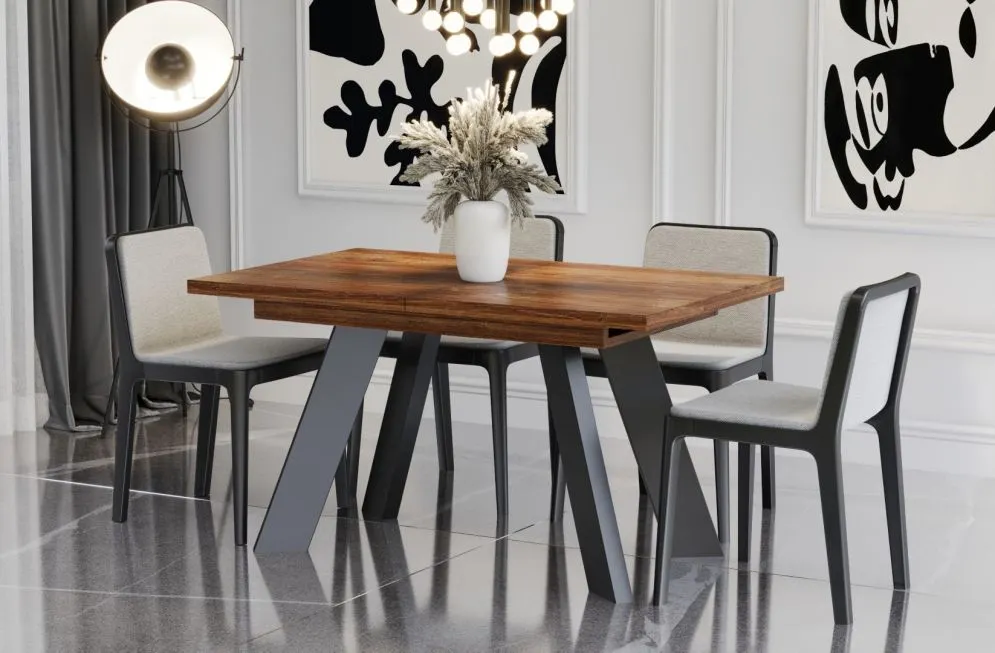 Stół rozkładany COMO 130(210)x80 dąb stirling z prowadnicami synchronicznymi I sklep meblowy MIRAT. styl LOFT